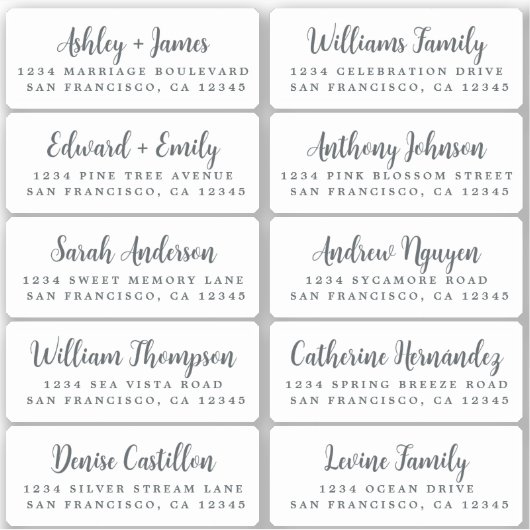 Postcard Calligraphy Wedding Guest Address Labels (Vorderseite)