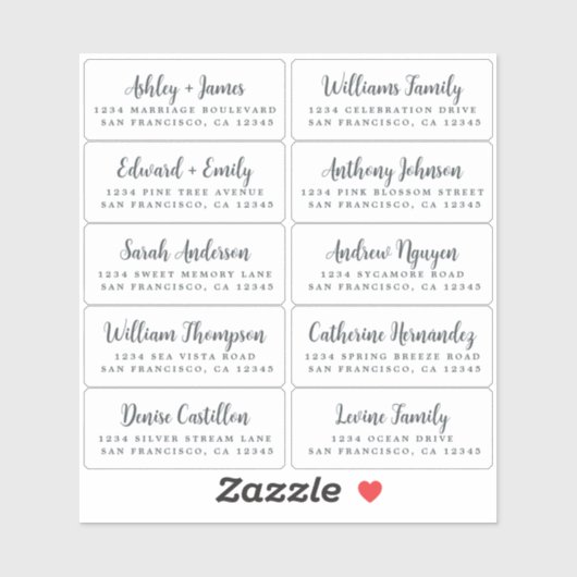 Postcard Calligraphy Wedding Guest Address Labels (Blatt)