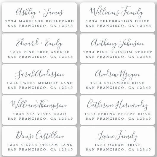 Postcard Calligraphy Wedding Guest Address Labels (Vorderseite)