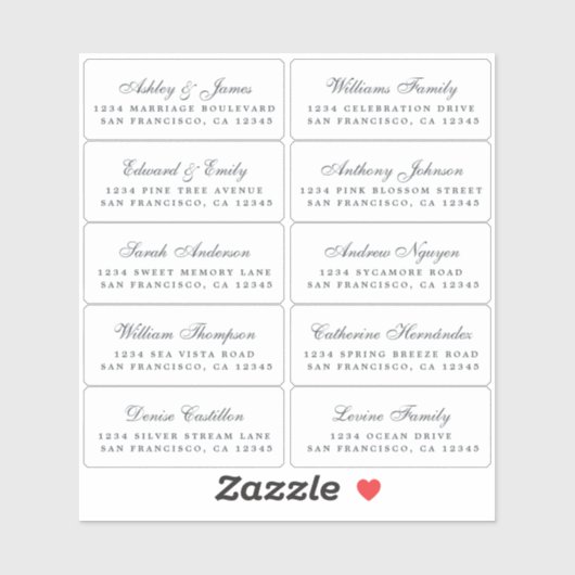 Postcard Calligraphy Wedding Guest Address Labels (Blatt)