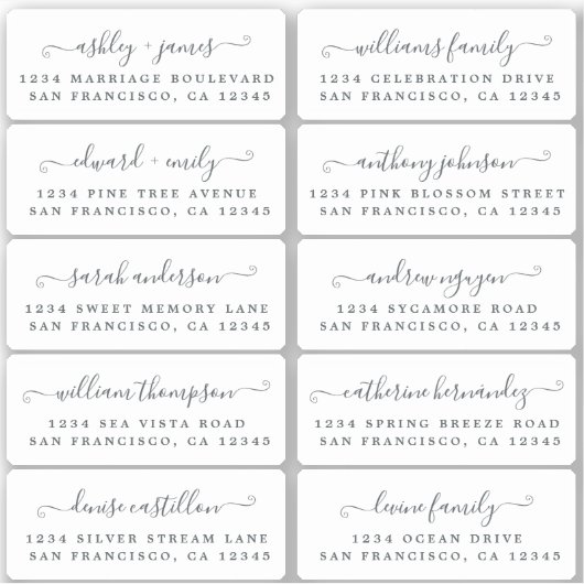 Postcard Calligraphy Wedding Guest Address Labels (Vorderseite)