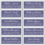 Postcard Calligraphy Wedding Guest Address Labels<br><div class="desc">Einfach zu personalisieren, Namen und Adressen / individuelle Etikettenaufkleber für Hochzeitsgäste in einer Größe von 2 x 0, 8 Zoll, geeignet für Postkarten! Diese schicken, modernen und einfachen Hochzeitsadressen-Labels bieten Ihre Hochzeitsgäste in weißer, eleganter Schrift-Kalligraphie und stilvoller Typografie auf marinebasischem Hintergrund. Fügen Sie einfach Ihre persönlichen Namen und Adresse Ihrer...</div>