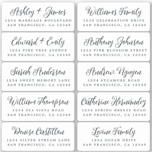 Postcard Calligraphy Wedding Guest Address Labels (Vorderseite)