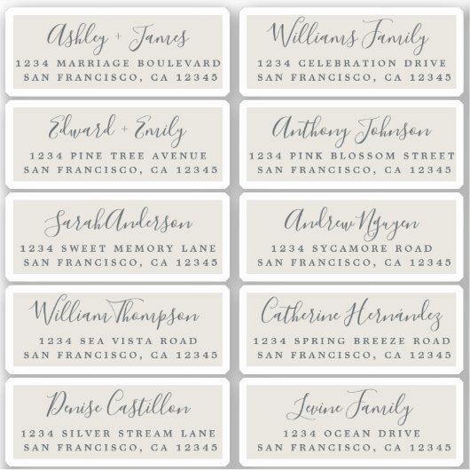 Postcard Calligraphy Wedding Guest Address Labels (Vorderseite)