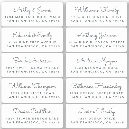 Postcard Calligraphy Wedding Guest Address Labels (Vorderseite)