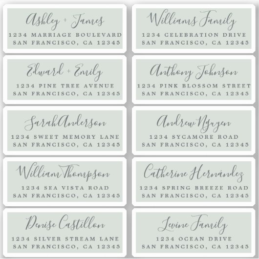 Postcard Calligraphy Wedding Guest Address Labels (Vorderseite)
