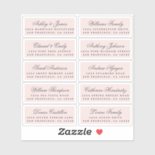 Postcard Calligraphy Wedding Guest Address Labels (Blatt)