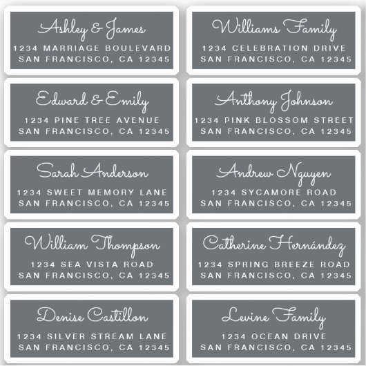 Postcard Calligraphy Wedding Guest Address Labels (Vorderseite)