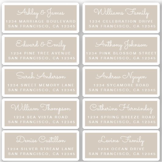 Postcard Calligraphy Wedding Guest Address Labels (Vorderseite)