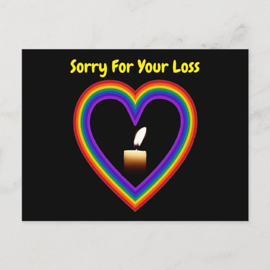 Postcard Candle Rainbow Heart Sorry für Ihren Verl Postkarte (Vorderseite)