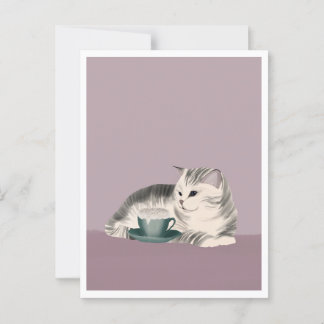 Postcard - Cat with Coffee Postkarte