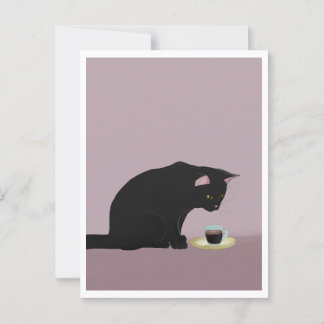 Postcard - Cat with Coffee Postkarte