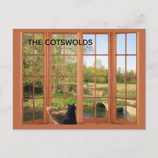 POSTCARD Cats and Charming Cotswolds Countryside  Postkarte (Vorderseite)