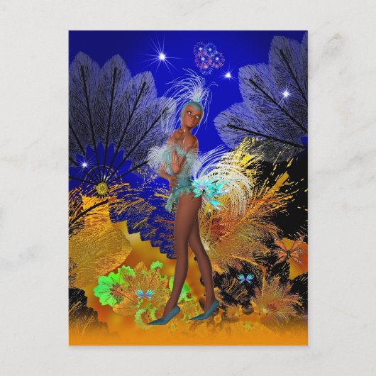 Postcard Celebration Showgirl in Blue Postkarte (Vorderseite)