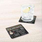 Postcard Chalkboard Vintag Snowman - Blau Rechteckiger Pappuntersetzer (Vor Ort)