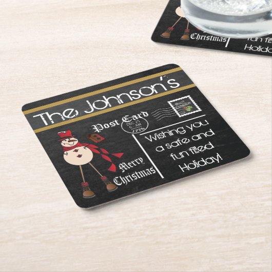 Postcard Chalkboard Weihnachtsfest - Rot Rechteckiger Pappuntersetzer (angewinkelt)