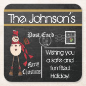 Postcard Chalkboard Weihnachtsfest - Rot Rechteckiger Pappuntersetzer (Vorderseite)