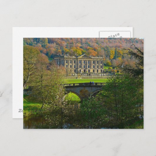 Postcard Chatsworth House and Bridge, England Postkarte (Vorne/Hinten)
