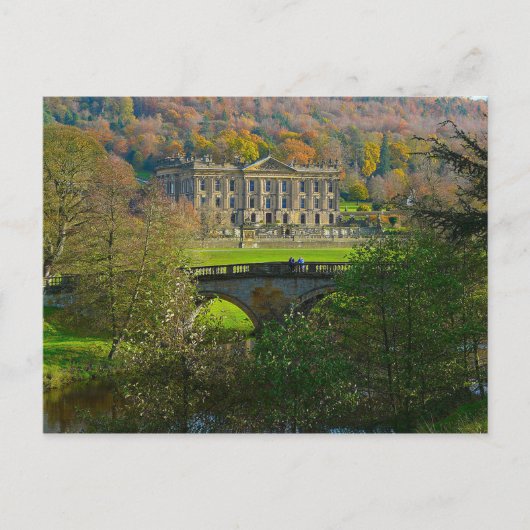 Postcard Chatsworth House and Bridge, England Postkarte (Vorderseite)