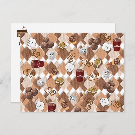 Postcard Coffee Shop Hot Chocolate Marshmallows Postkarte (Vorne/Hinten)