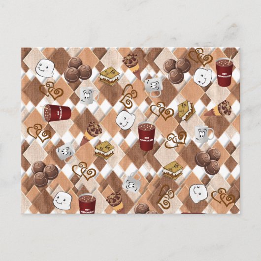 Postcard Coffee Shop Hot Chocolate Marshmallows Postkarte (Vorderseite)