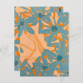 Postcard Contemporary Leaf Design in Peach Postkarte (Vorne/Hinten)