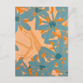 Postcard Contemporary Leaf Design in Peach Postkarte