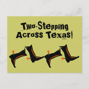 Postcard Cowboy Stiefel Zwei-Schritte-Takt über Te Postkarte