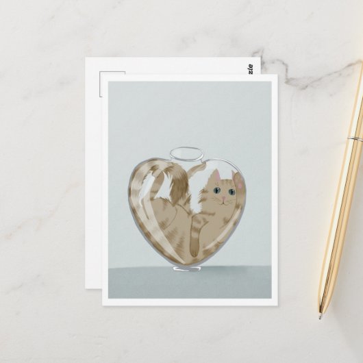 Postcard - Cute Cat in Glass Postkarte (Vorderseite/Rückseite Beispiel)