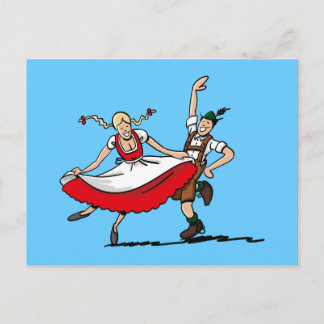 Postcard Dancing Bayerisches BIER FESTIVAL Paar Postkarte