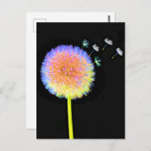 Postcard Dandelion Seeds Neon Postkarte (Vorne/Hinten)