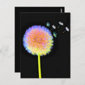 Postcard Dandelion Seeds Neon Postkarte (Vorne/Hinten)
