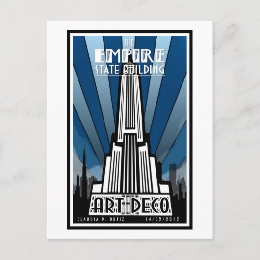 Postcard - Das Empire State Gebäude Art Deco Postkarte (Vorderseite)