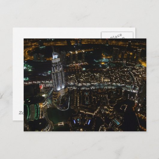 Postcard Dubai (bei Nacht), Saudi-Arabien Postkarte (Vorne/Hinten)