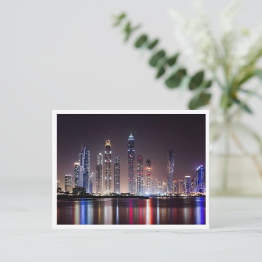 Postcard - Dubai Skyline - Nacht Postkarte (Stehend Vorderseite)