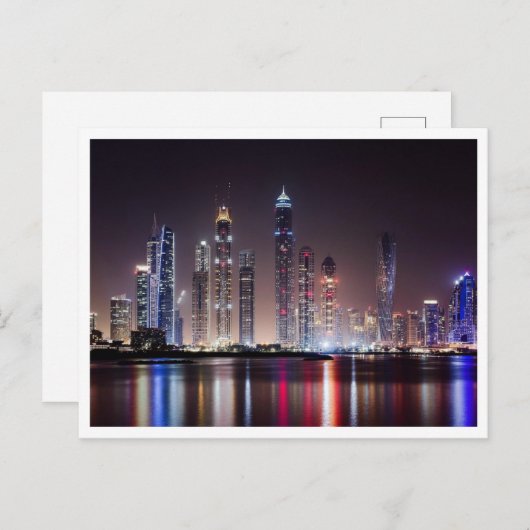 Postcard - Dubai Skyline - Nacht Postkarte (Vorne/Hinten)
