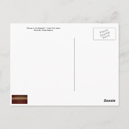 POSTCARD ~ "Elch in the Meadow" - Clark Fork, ID Postkarte (Rückseite)