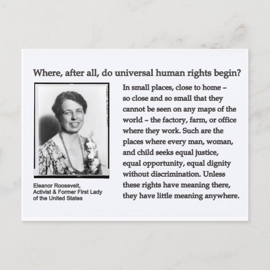 Postcard-Eleanor Roosevelt Human Rights Postkarte (Vorderseite)