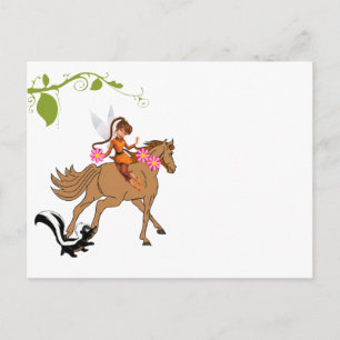 Postcard Fairy Horse Skunk Floral Postkarte