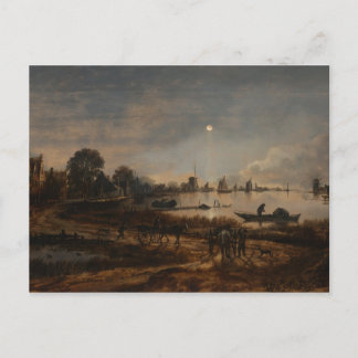 Postcard feiner arte river van der Neer Postkarte
