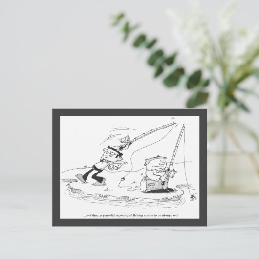 Postcard - Fishing Cartoon - Abrupt End Postkarte (Stehend Vorderseite)