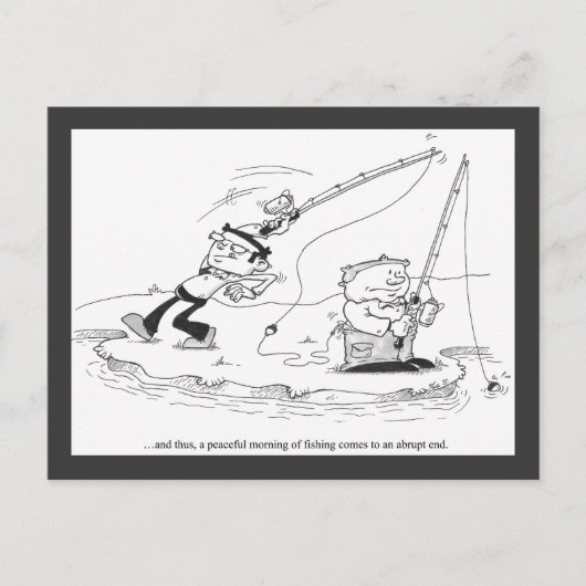 Postcard - Fishing Cartoon - Abrupt End Postkarte (Vorderseite)
