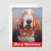 Postcard Frohe Weihnachts Basset Hound Feiertagspostkarte (Vorne/Hinten)