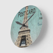 Postcard From Paris EIffel Tower Runde Wanduhr (Winkel)