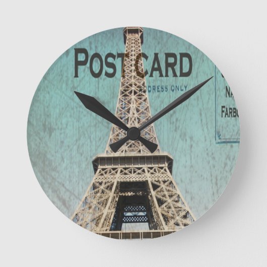 Postcard From Paris EIffel Tower Runde Wanduhr (Vorderseite)