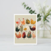 Postcard. Funny Birds Postkarte (Stehend Vorderseite)