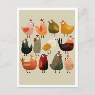 Postcard. Funny Birds Postkarte