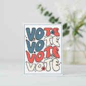 Postcard für Wähler Retro Rot, Weiß und Blau Postkarte (Stehend Vorderseite)