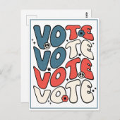 Postcard für Wähler Retro Rot, Weiß und Blau Postkarte (Vorne/Hinten)