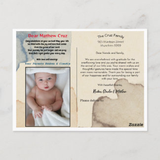 PostCard Geburt und Segen des Babys. Postkarte